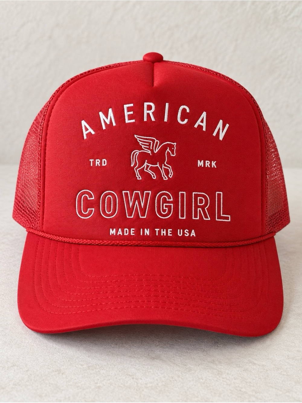 American Girl Red Cowgirl Trucker Hat